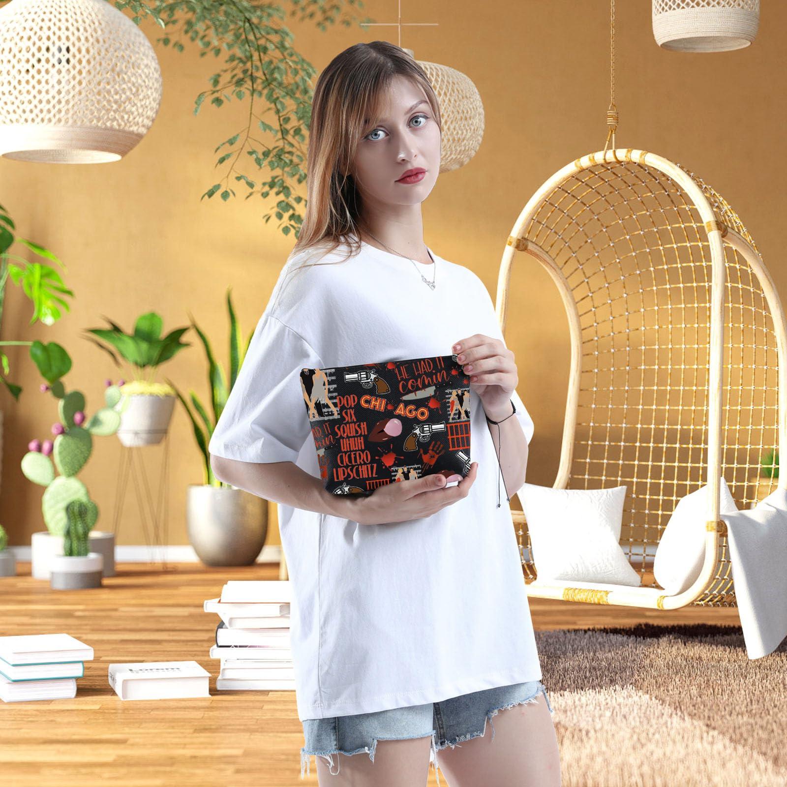 WCGXKO WCGXKO Musical Gift Chicago Musical Inspired Gift Six Squish Uh Uh Cicero Lipschitz Zipper Pouch Cosmetic Bag (Chicago Music)