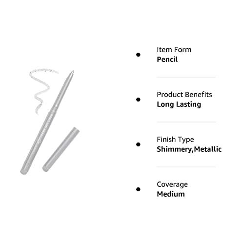 Colourpop Colourpop ColourPop KICKER Metallic Eyeliner Retractable Pencil Creme Gel (Silver), KICKER - Metallic Silver, 0.2g (0.007 Ounce)