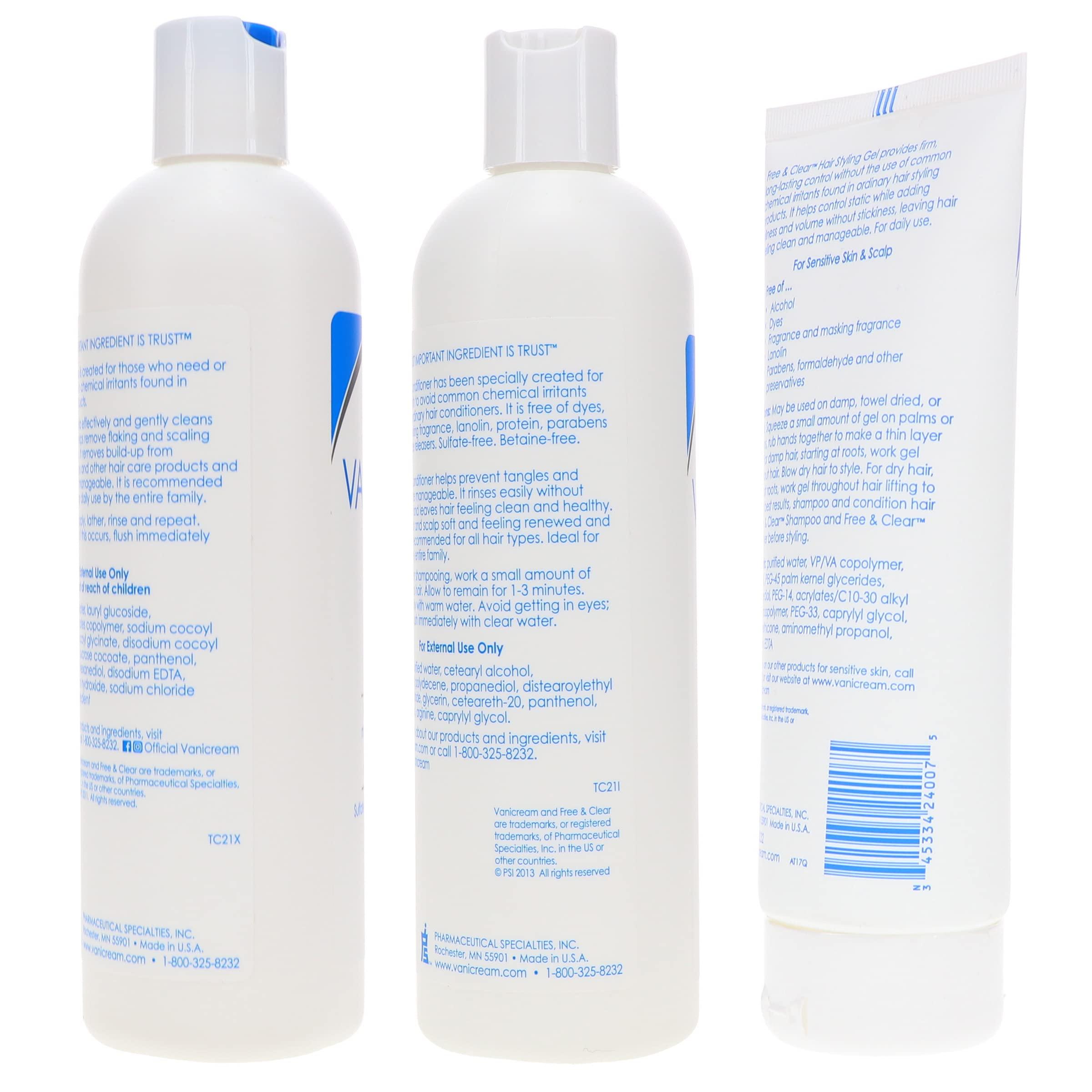 Vanicream Vanicream Set: Shampoo 12 oz Conditioner 12 oz Styling Gel 7 oz