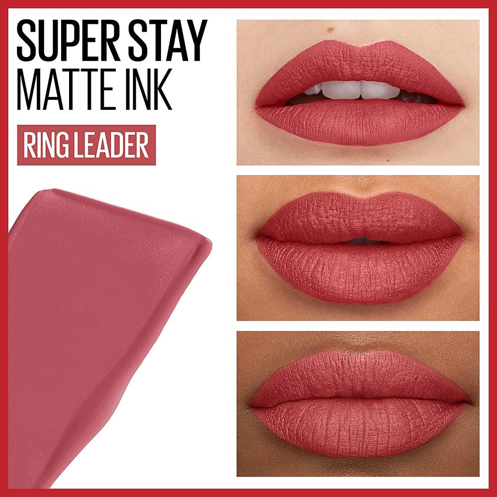 MAYBELLINE MAYBELLINE Super Stay Matte Ink Liquid Lipstick Makeup Long Lasting High Impact Color Up to 16H Wear Self-Starter Light Red and Ringleader Mauve Pink