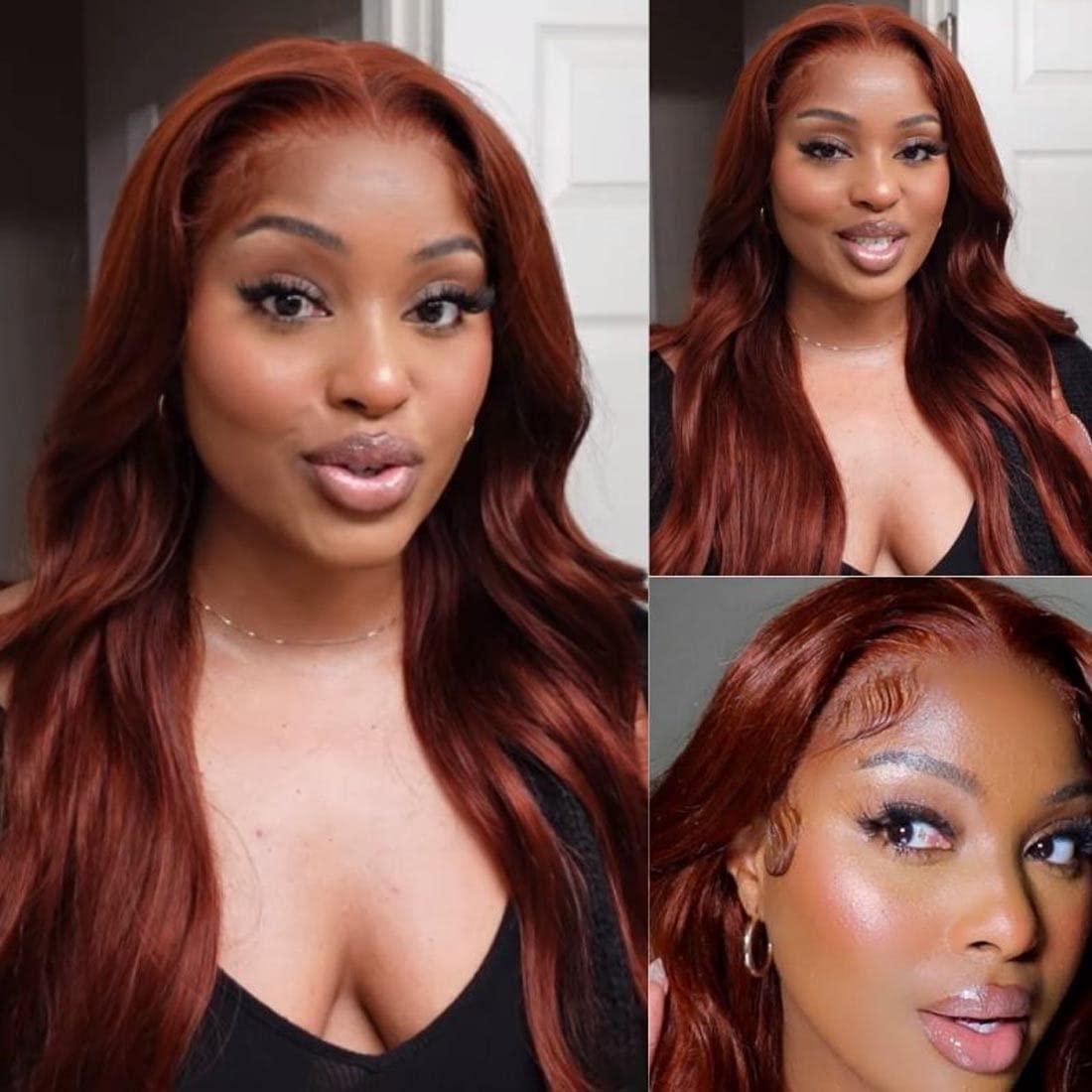 Beauty Forever Beauty Forever #33B Reddish Brown Brazilian Body Wave Human Hair Weave 1 Bundle 18 Inch,Auburn Brown Copper Red Remy Human Hair Wavy Weaves Hair Extentions