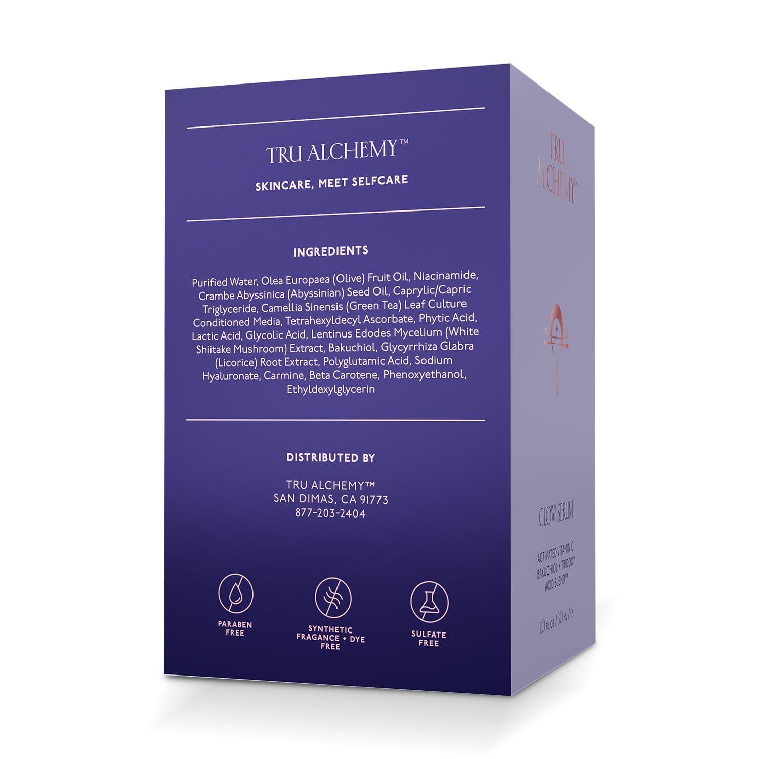 Tru Alchemy Tru Alchemy Glow Serum + Quench Crme | Resurfacing Radiance Facial Serum with Bakuchiol, Glycolic & Lactic Acid + Skin-Renewing Total Immersion Face Cream | 1 fl oz30ml // 1.7 fl oz/48 g
