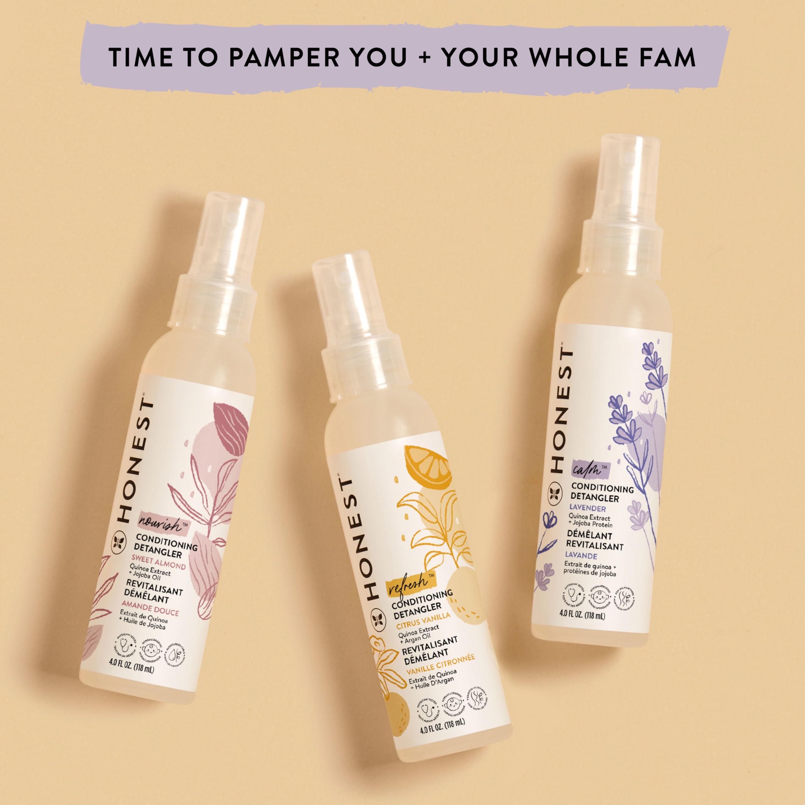 The Honest Company The Honest Company Conditioning Hair Detangler Spray Variety Pack | Tear-Free + Hypoallergenic | Lavender, Citrus Vanilla, Sweet Almond | 4 fl oz each (pack of 3)