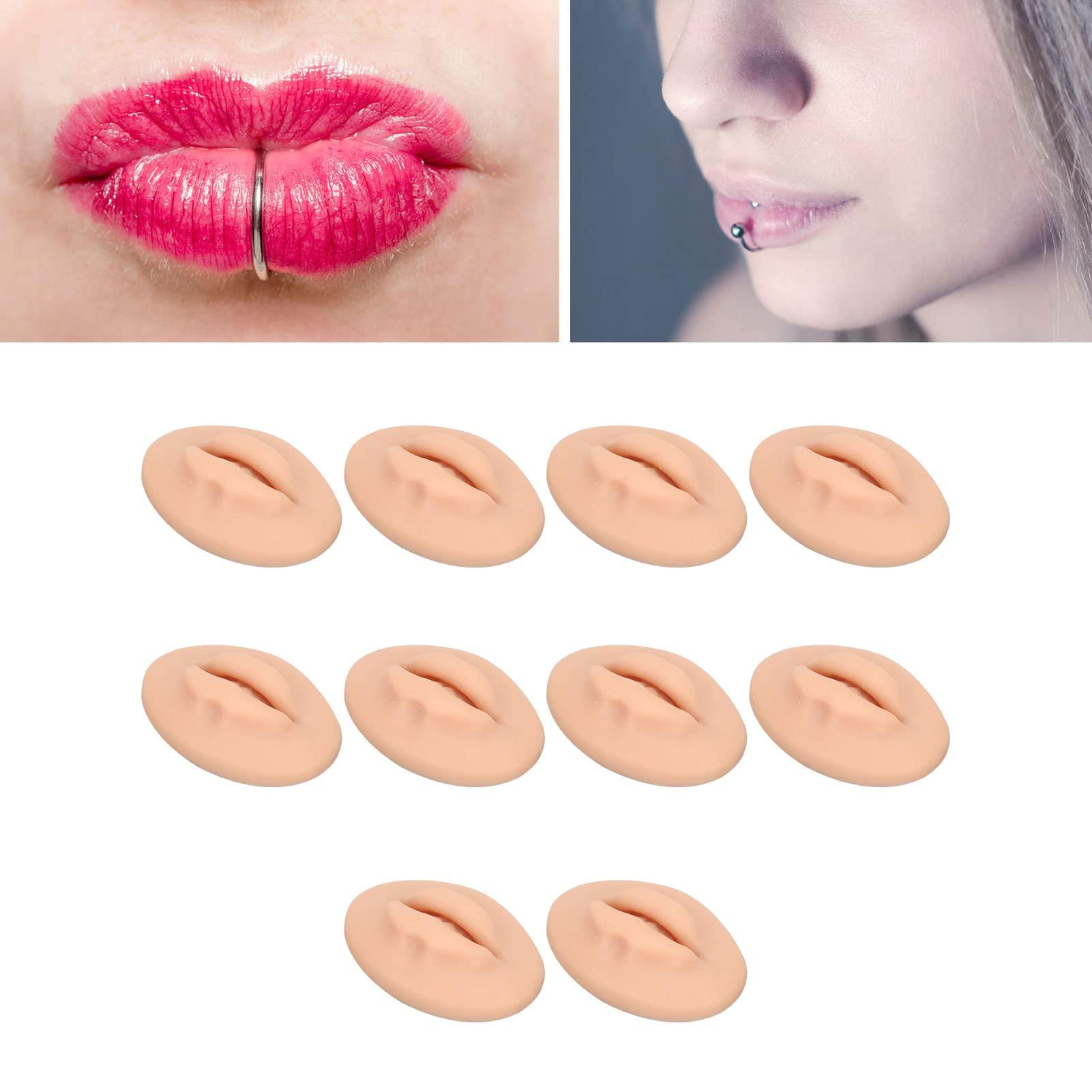 Diydeg Diydeg Fake Lips, 10PCS Silicone Soft Flexible 3D Open Mouth Easy to Apply Colour Practice Lips Highly Reproducible Portable Silicone Lips Model for Makeup Practice (Dark Skin