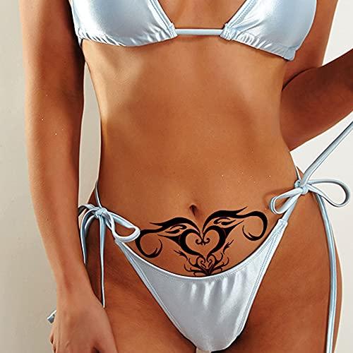 HinchJone Sexy Navel Temporary Tattoos 20 Sheets Large Black Red Lace Abdomen Waist Waterproof Tattoo Stickers for Women Girl Fake Body Tattoos