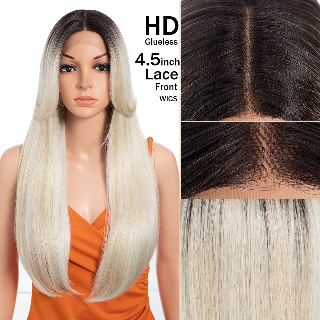 N BLE STAR Noble Star Lace Wigs with Curtain Bangs for Women 24\" Long Wavy Women Charming Synthetic Lace Front Wigs with Bangs Wig Heat Resistant Hair for Daily Party Use TTPG 6/613F/1001E#