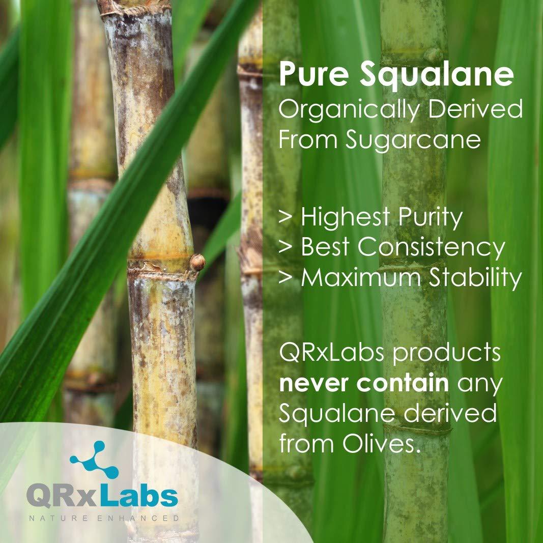 QRxLabs QRxLabs Pure Plant-Based Squalane Oil with Vitamin E (2 oz) - Organic ECOCERT/USDA Certified Squalane from Sugarcane - Moisturizer for Face, Body, Skin & Hair