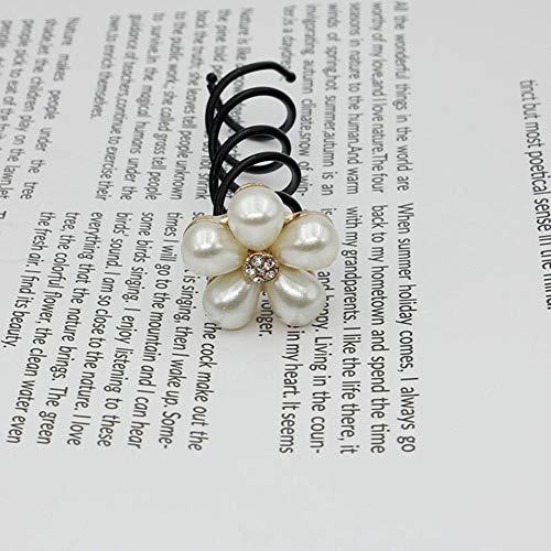 Suoirblss 5PCS Imitation Pearl Spiral Twist Screw Hair Pins Rhinestone Flower Hair Clips Spiral Bobby Pins Hair Bun Styling Tool Hair Accessories for Women Lady (A#)