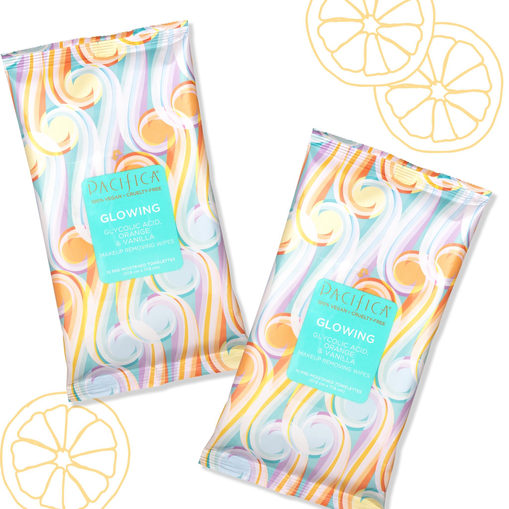 Pacifica Pacifica Makeup Remover Face Wipes - Disposable Daily Face Cleansing Towelettes Wipes -Biodegradable & Eco-Friendly - Organic- Clean Beauty Vegan & Cruelty-Free Dermatologist Tested 10 Count
