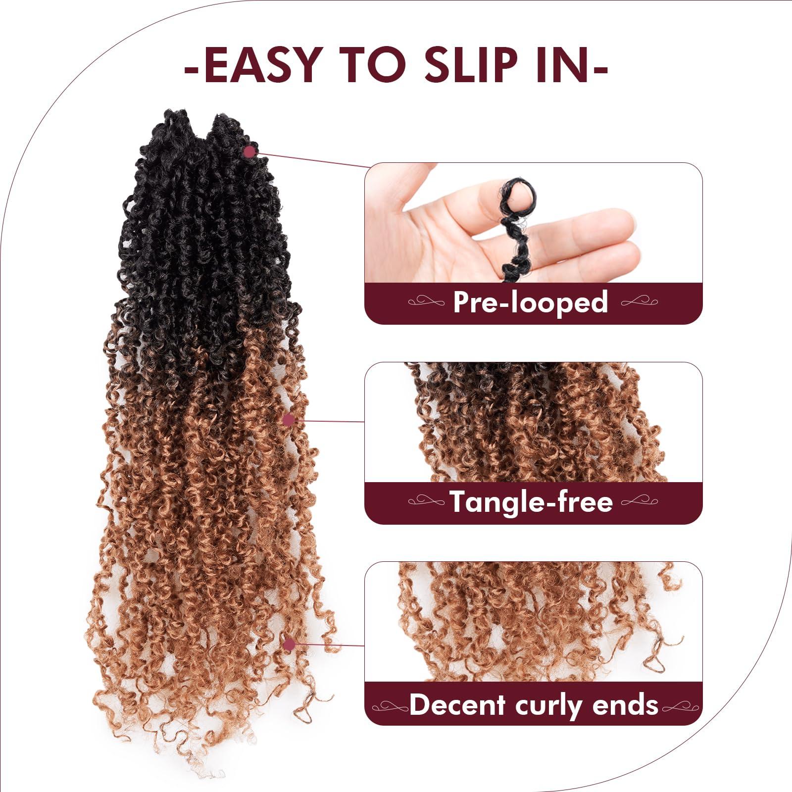 GIX GIX Yanky Twist Crochet Hair - 16 Inch 2 Packs (60 Strands) Ombre Brown Pre-twisted Fluffy Spring Mini Twist Short Passion Twist, Pre-Looped Crochet Braids Braiding Hair (16 Inch, OT30-2P)