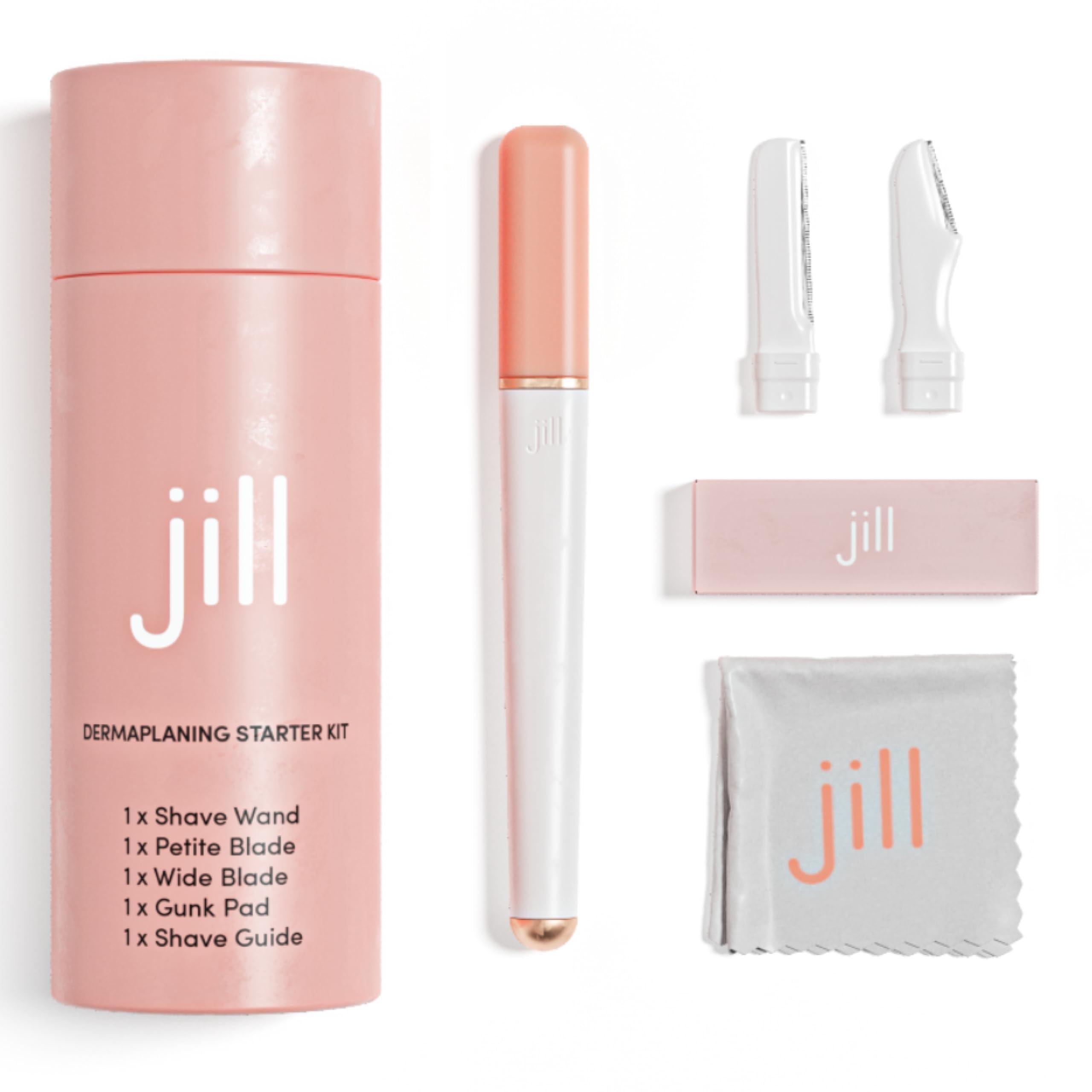 JILL Jill Dermaplane Razor Trial Kit for Women | Facial Hair Removal Dermaplaning Kit Includes 1 Shave Wand, 2 Dermaplane Razors & Cleaning Cloth | Magic Spray Not Included | Supplies for 1 Shave