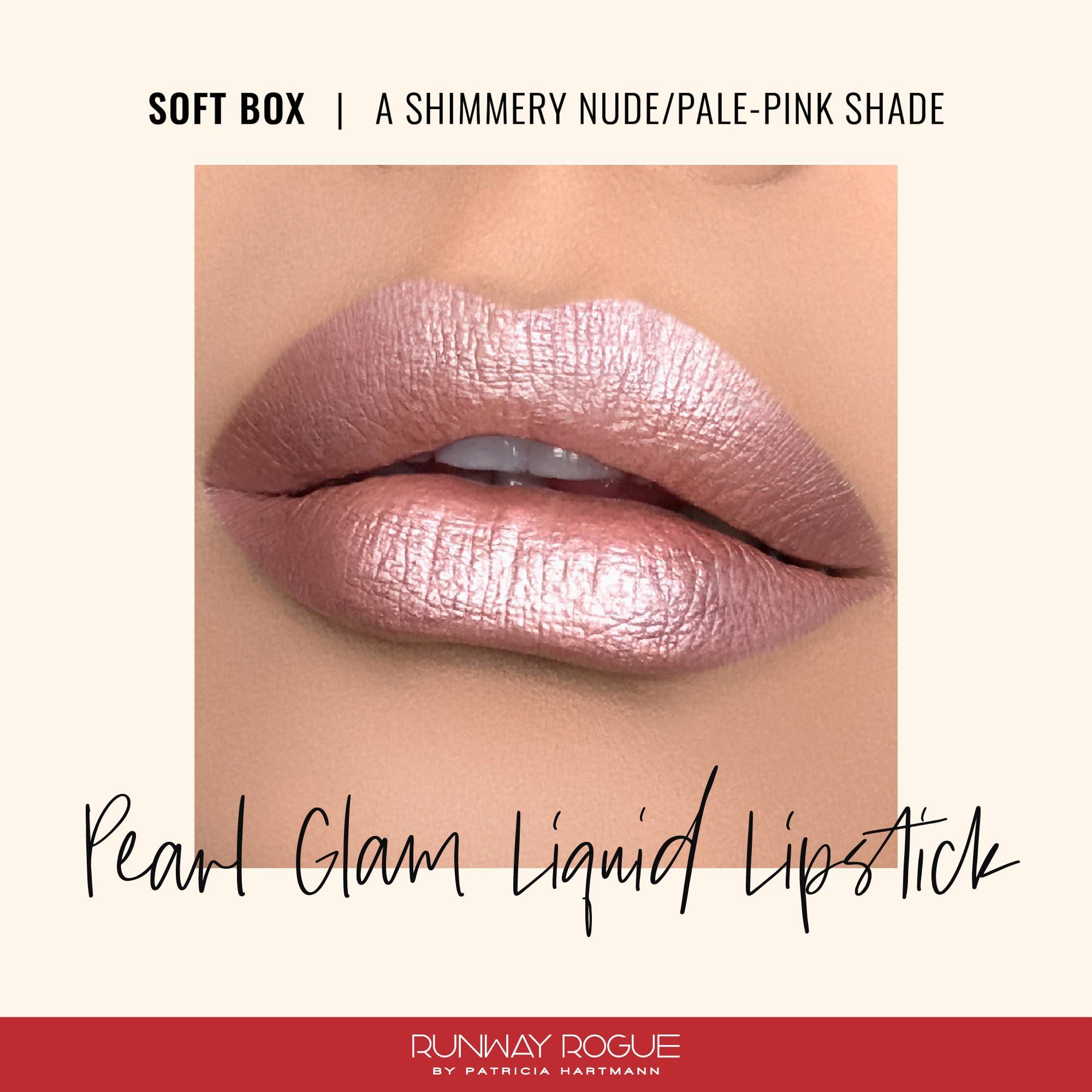 Runway Rogue Runway Rogue Pearl Glam Long Wear Shimmer Liquid Lipstick, Metallic Nude/Pale-Pink Lipstick with Silver and Gold Shimmer, Soft Box