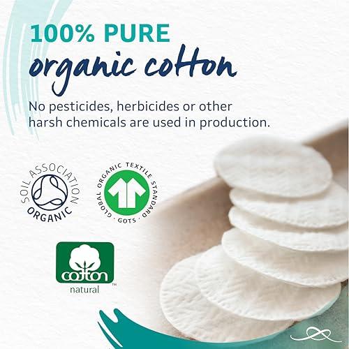 Lil-Lets Lil-Lets Cotton Wool Round Pads, Certified Organic, 100% Pure Cotton Wool, Soft and Absorbent, Gentle on Skin, Dermatologically Tested, Pack of 100 Pads