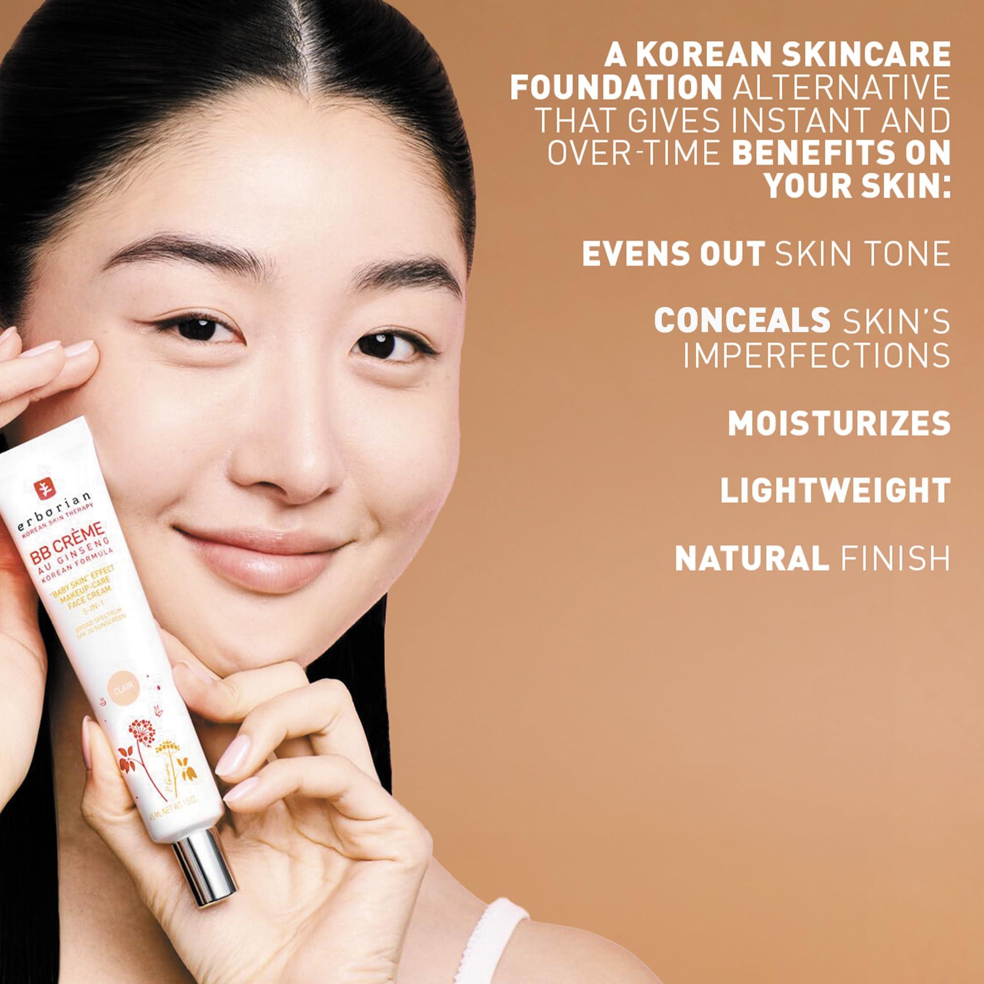 Erborian Erborian BB Cream with Ginseng, Tan (Dore) - Lightweight Buildable Coverage with SPF & Ultra-Soft Matte Finish Minimizes Pores & Imperfections - Korean Face Skincare - 1.5 Oz