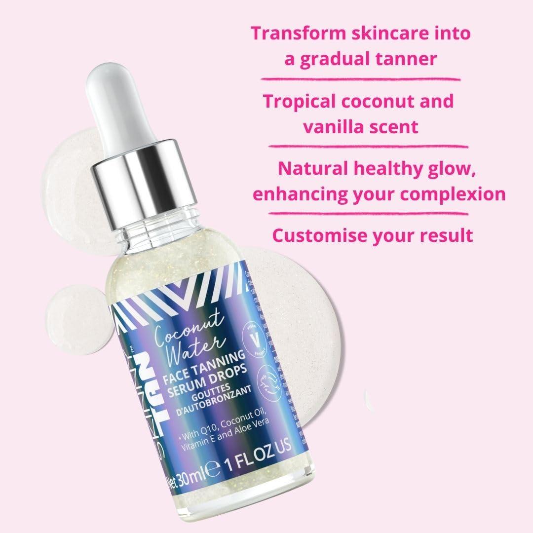 Skinny Tan Skinny Tan Water Coconut Face Tanning Serum Drops - Enrich with Vitamin E and Aloe Vera - Helps Even Skin Tone - Enhance Your Complexion - Leaves Long-Lasting, Tropical Sun-Kissed Radiance - 1 oz