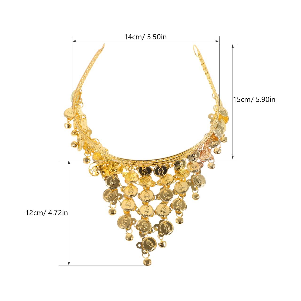 HANABASS HANABASS Belly Dancing Headband, Tribal Coined Headband Dance Hair Hoop Gypsy Jewelry with Bells and Coin Tassel Ornaments