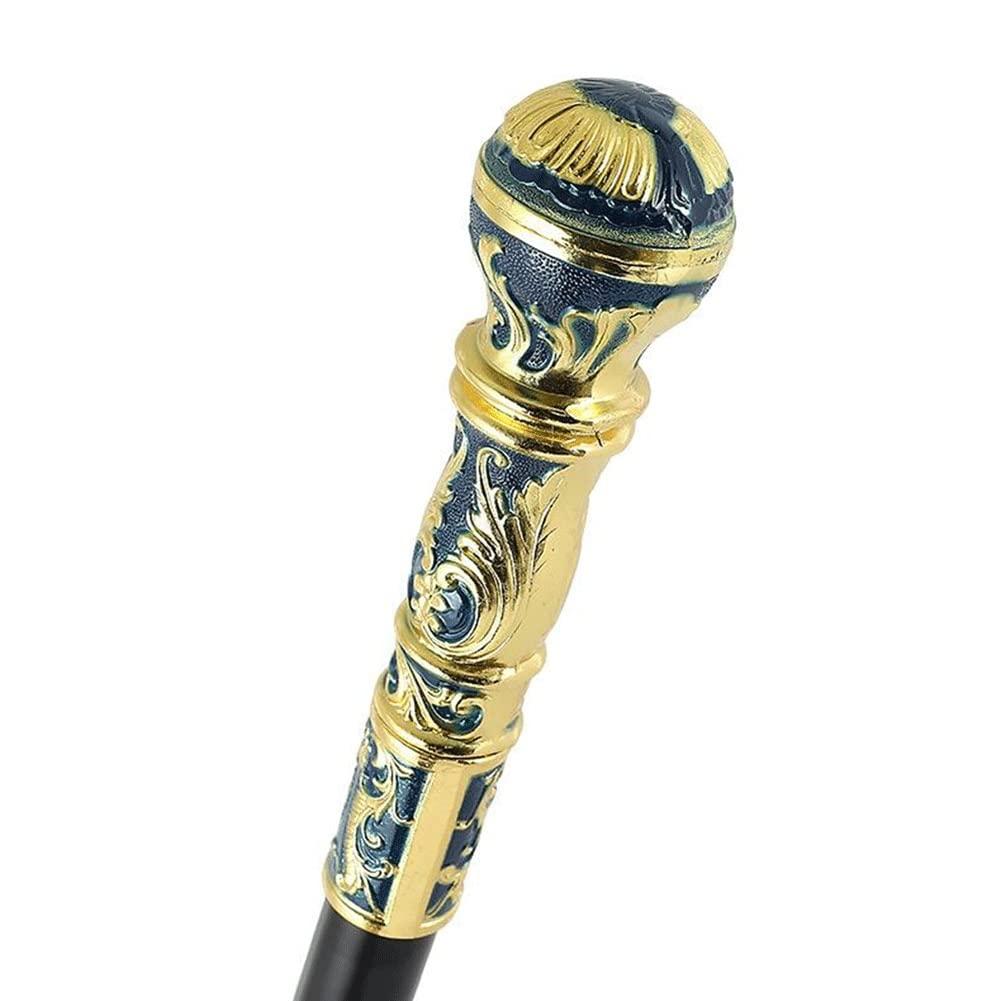 Yufenj Yufenj Blue and Gold Two-Color Domineering British Round Head Handle Scepter Gift Young Creative Gentleman Civilized Stick Men and Women Cane