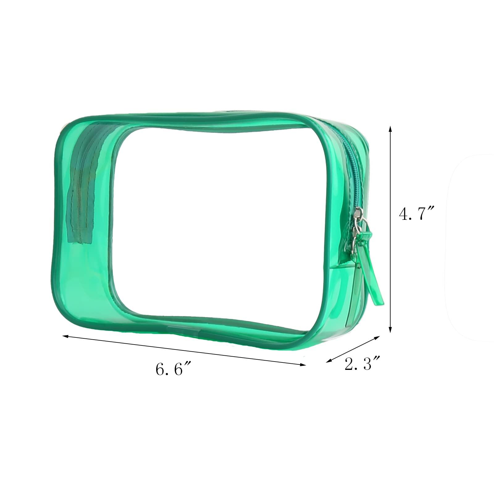 Buminee Clear Pouch Small, Clear Makeup Bag, 6.6\"x2.3\"x4.7\" Size TSA Approved Toiletry Bag, Clear Travel Bags for Toiletries, Clear Cosmetic Bag for Women and Men Small-1 Pack Green