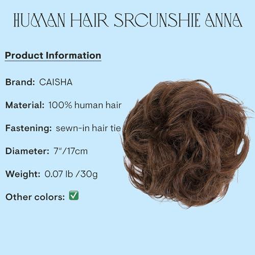 CAISHA CAISHA 100% HUMAN HAIR Scrunchie Hair Piece Updo Braid Hair Scrunchy Messy Bun Brown H312d