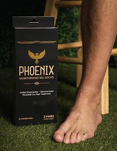 Phoenix Foot Peel Moisturizing Gel Socks for Men - Extra Large - 2 Pairs - with Shea Butter - Paraben Free - Reuseable Moisturizing Socks - Phoenix Foot Peel