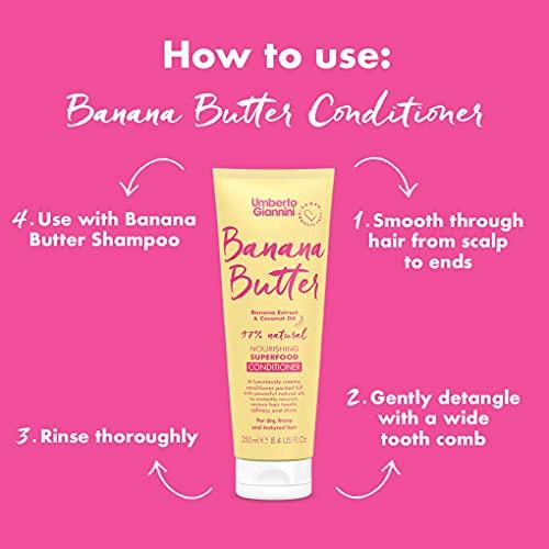 Umberto Giannini Umberto Giannini Banana Butter Nourishing Superfood Shampoo & Conditioner Set, Vegan & Cruelty Free Moisturising Formula for Dry, Textured or Frizzy Hair