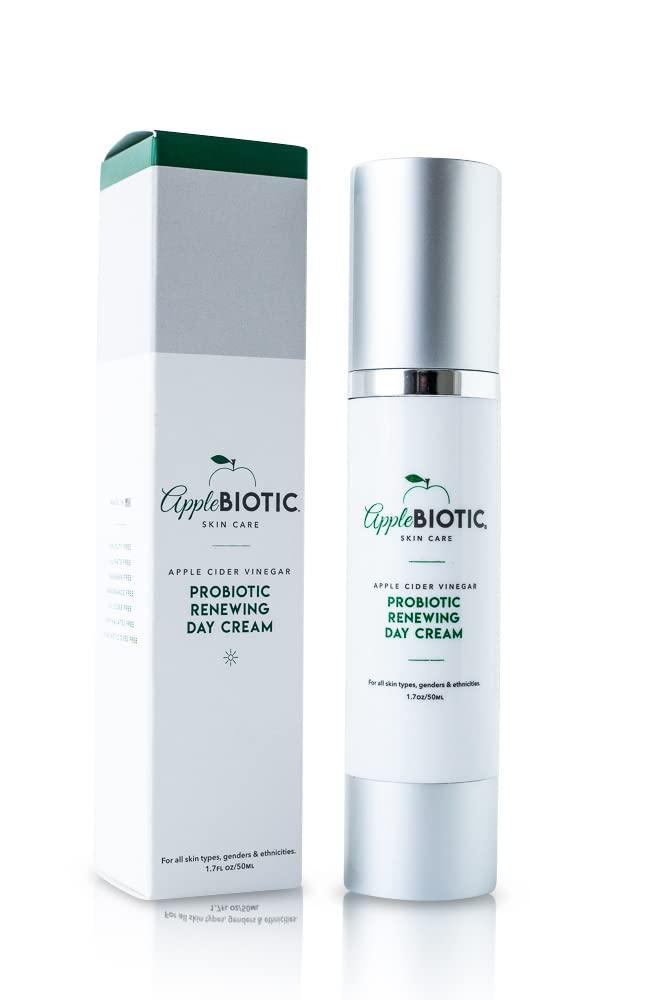 AppleBiotic Apple Cider Vinegar Face Day & Night Cream Duo, Hydrating, Redness Relief Face Moisturizer Lotion For Dry, Oily, Sensitive Skin, Natural Green Tea, Chamomile, Skincare for men, women, teens