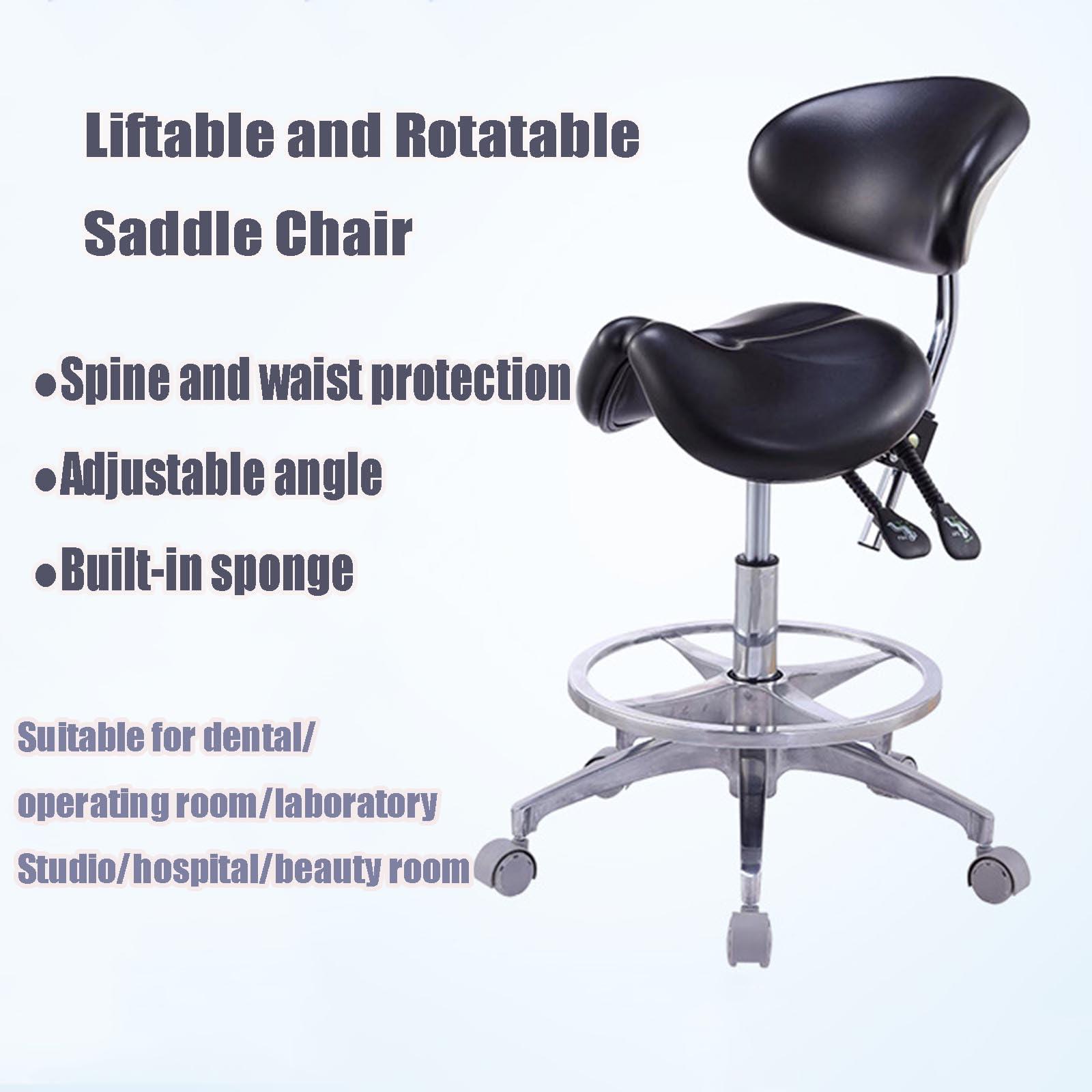 SFKLYU SFKLYU Saddle Chair Dental Stool Ergonomic Saddle Stool with Back Support Adjustable Stool Swivel Rolling Saddle Stool Salon Chair,C