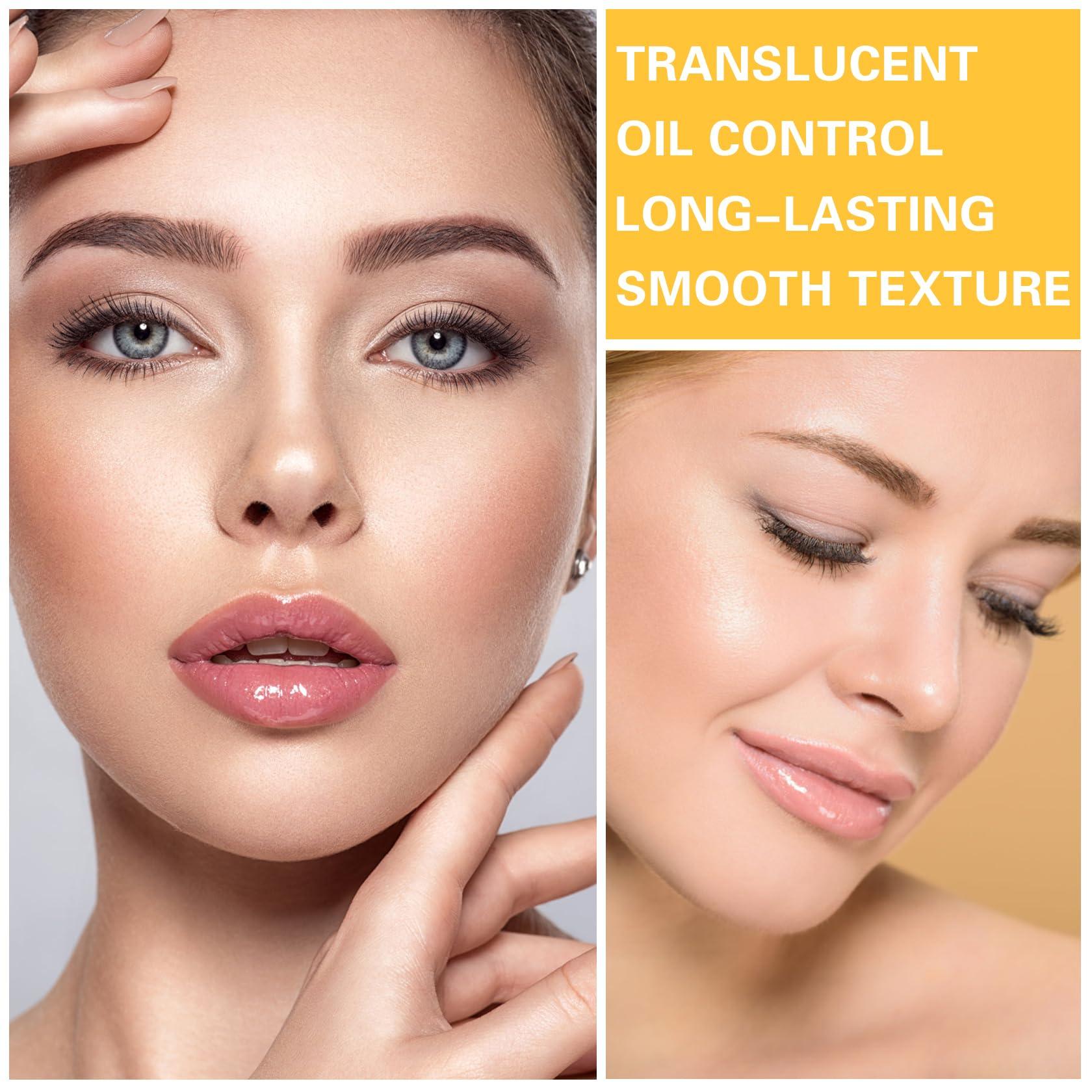 AWCCXMYM Setting Powder Sunscreen Powder Mineral Powder SPF 35, Natural Flawless Smooth Soft Matte Oil Control Brighten Concealer Translucent Powder Setting Powder Makeup With Sunscreen Brush #01 Translucent