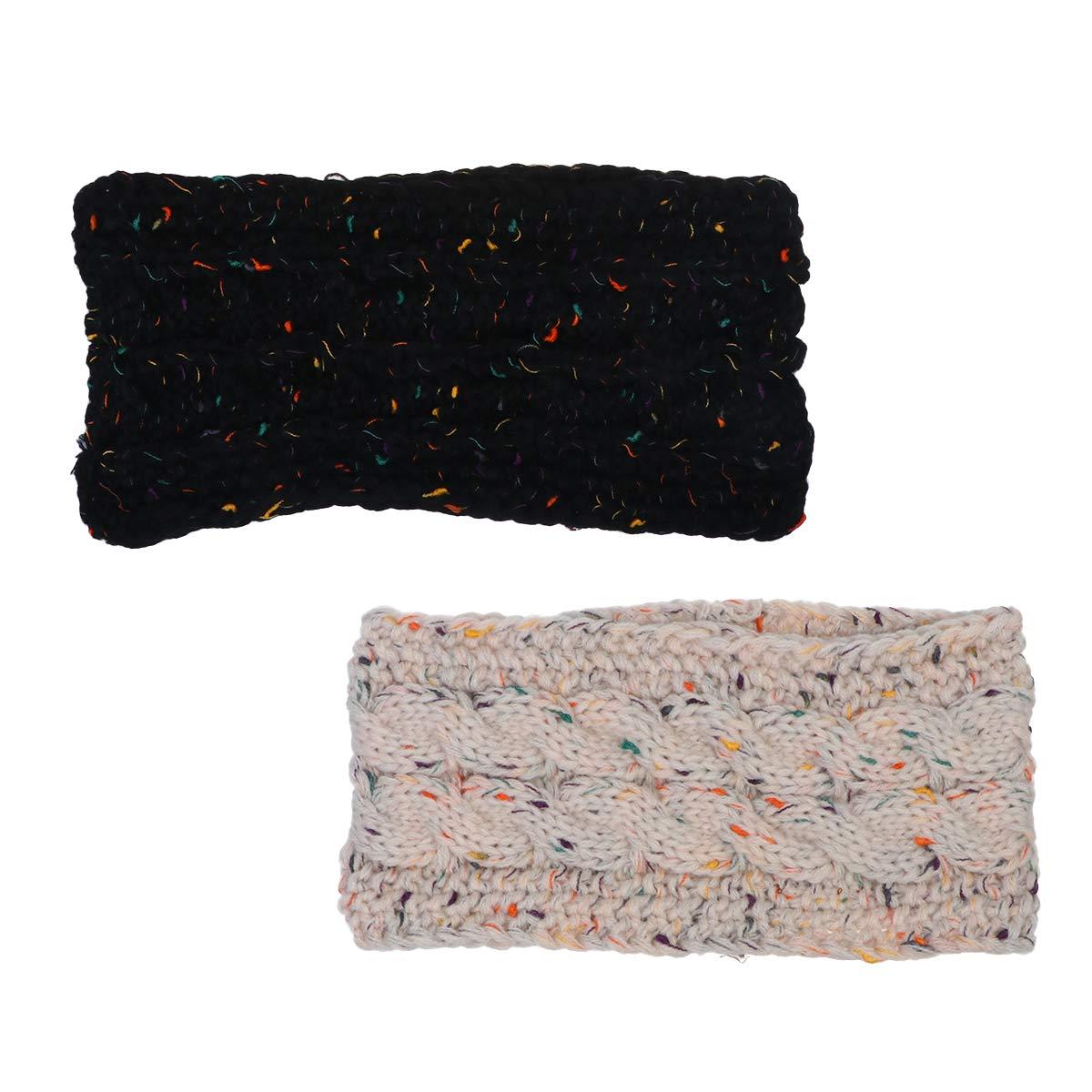 KESYOO KESYOO 2pcs Crochet Turban Headband Elastic Crochet Hair Bands Crocheted Headband Knitted Ear Warmer Knitted Hair Band Hair Accessories for Women Fashion Headdress Winter Earmuffs Women\'s