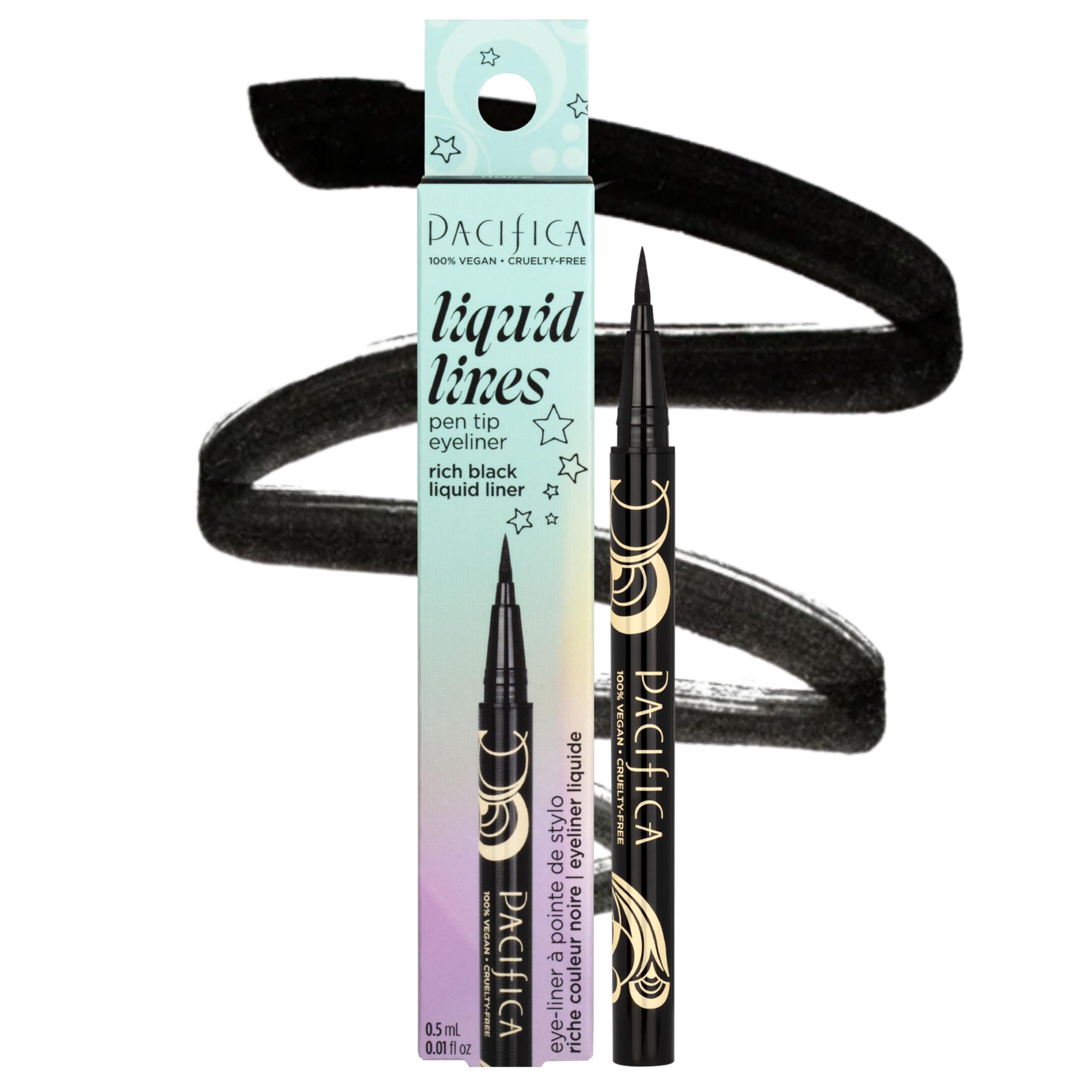 Pacifica Pacifica Black Liquid Eyeliner Pen - Liquid Line - Felt tip, Smudge Proof Eyeliner - Water Resistant Gel Makeup Eye Liner - Matte Fine Tip Clean Beauty Vegan & Cruelty-Free Dermatologist Tested