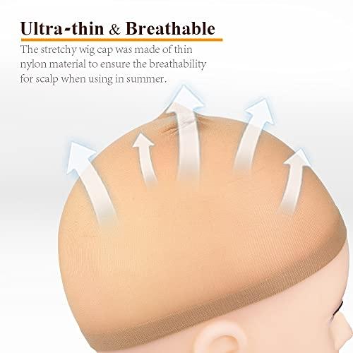 MORGLES MORGLES Wig Caps, 20pcs Stocking Stretchy Nylon Nude Wig Caps For Women Man-Light Brown