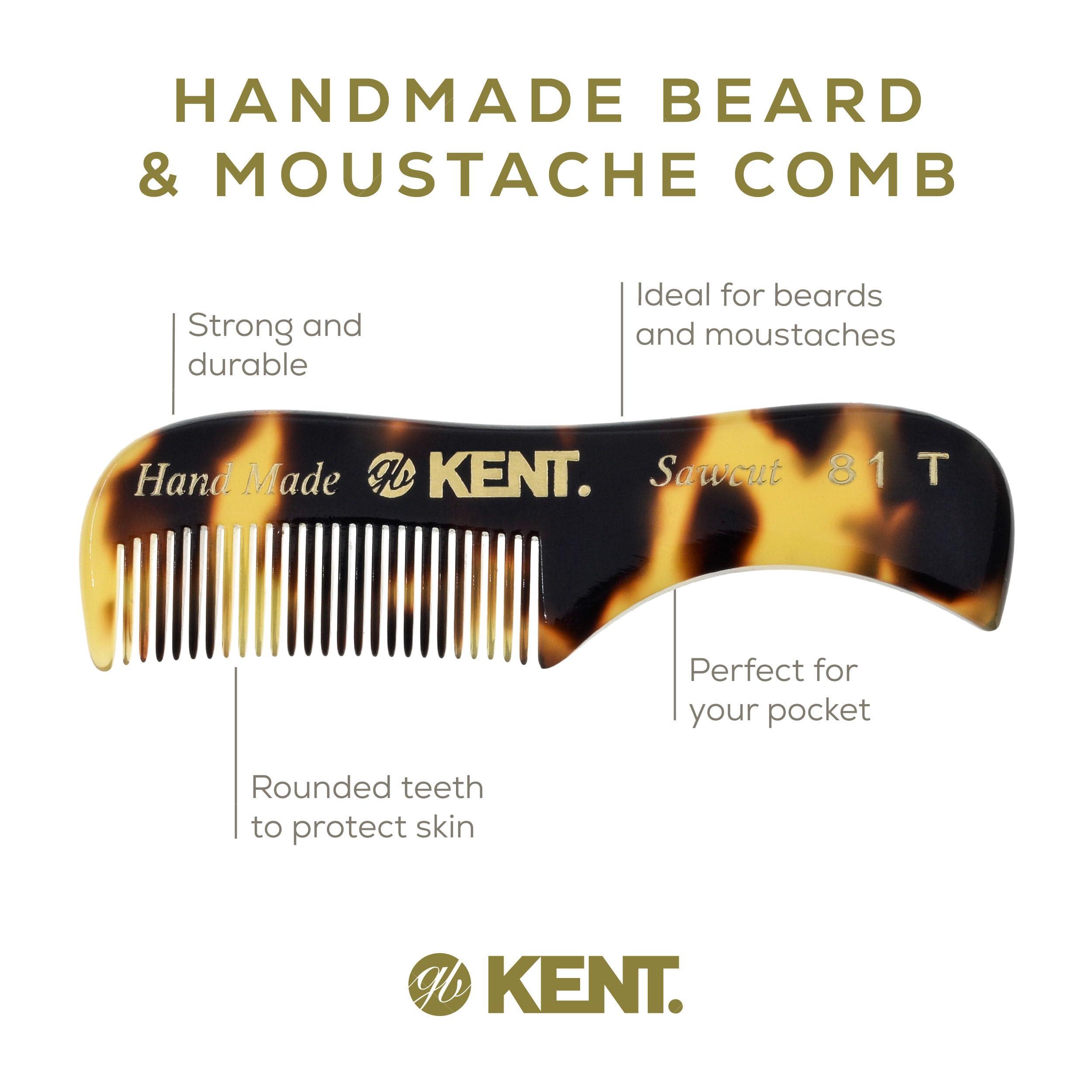 KENT Kent 81T TY (2.8) Pocket Comb for Beard, Mustache and Travel - Fine Tooth Grooming and Styling Comb