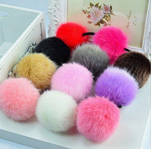 esowemsn 2Pcs Colorful Fashion Feather Ball Shape Elastic Ponytail Holder Hair Band Tie Headband(Color Random)
