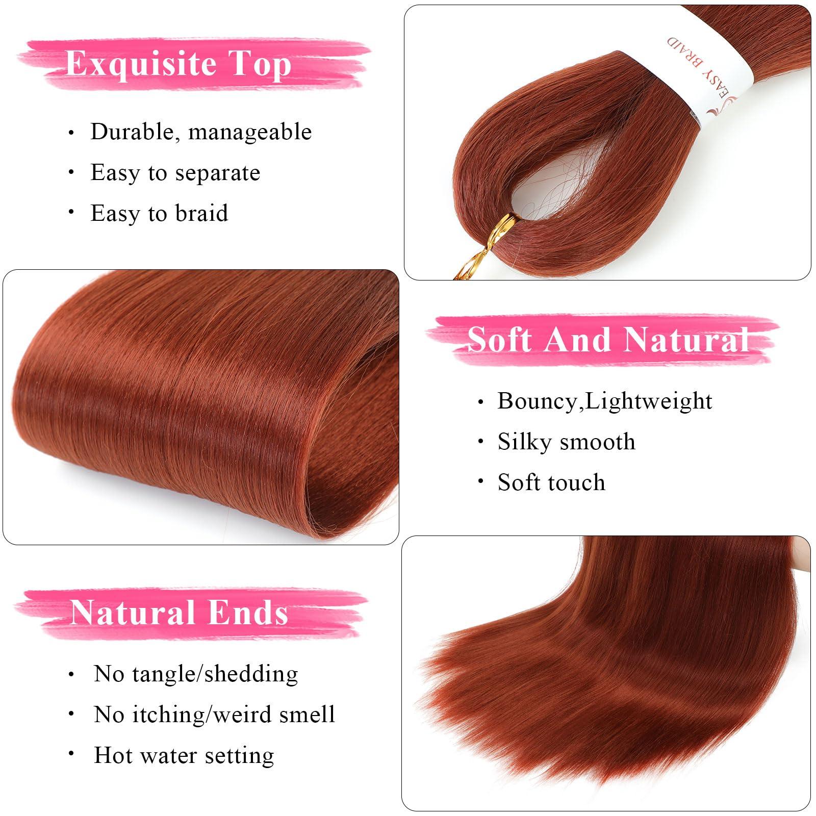 FIRSTCYH HAIR Pre Stretched Braiding Hair 26 inch 350# Braiding Hair for Black Women 3Packs Crochet Boho Braiding Hair Non Toxic (26 Inch(3packs), 350#)