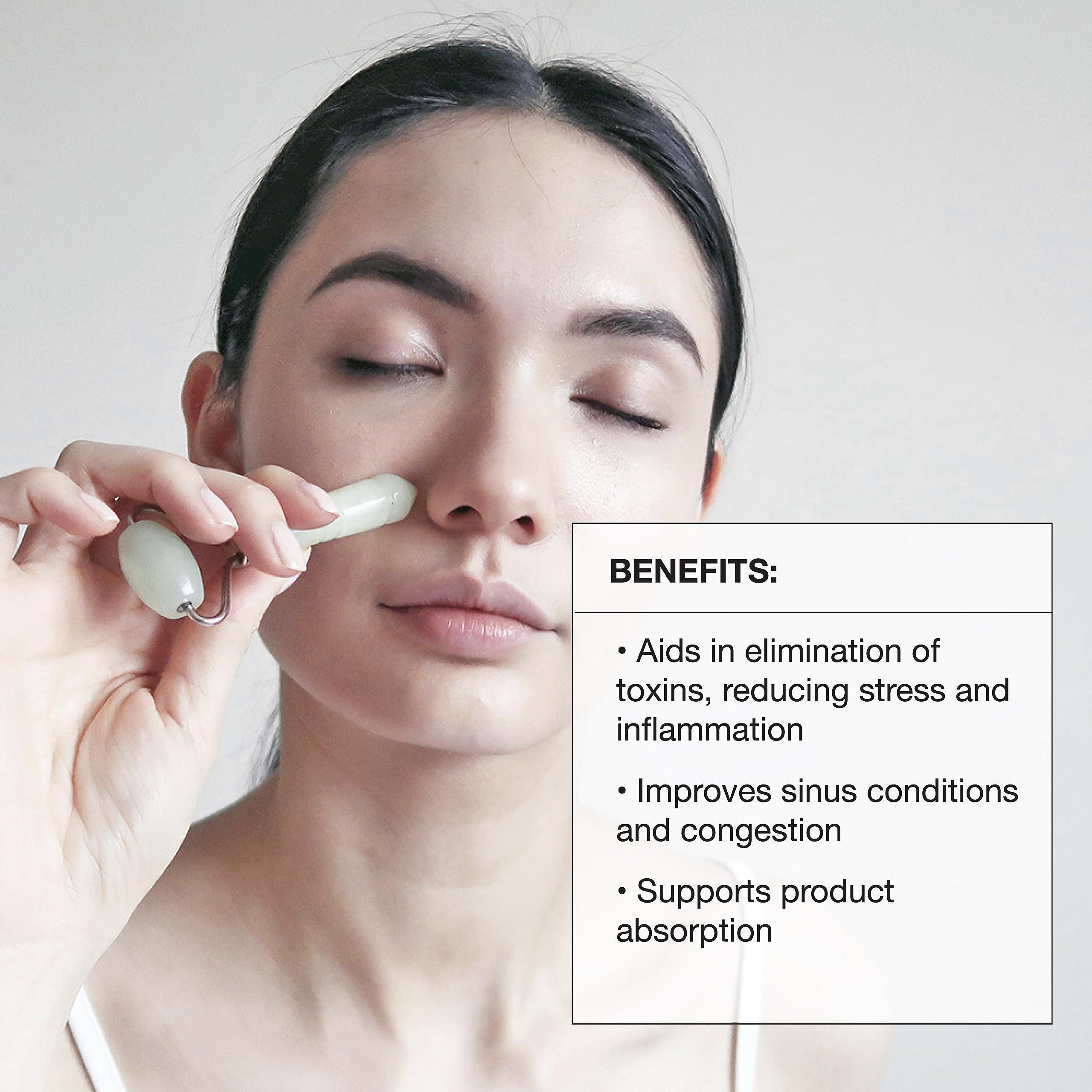 Ginger Chi Ginger Chi Natural Anti-Aging Jade Therapy Treatment Face Roller Wrinkle Remover Neck Slimming Reduce Puffiness Healing Fine Lines Facial Massager (Mini Roller)