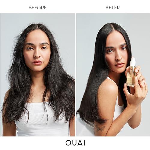 OUAI OUAI Hair Oil Travel Size - Hair Heat Protectant Oil for Frizz Control - Adds Hair Shine and Smooths Split Ends - Color Safe Formula - Paraben, Phthalate and Sulfate Free (0.45 oz)