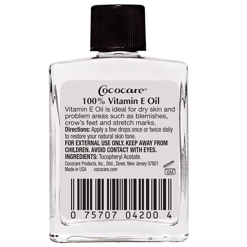 COCOCARE COCOCARE 100% Vitamin E Oil - Maximum Moisture for Dry Skin - 28000 I.U Wrinkle Reduction - 1 Fl Oz