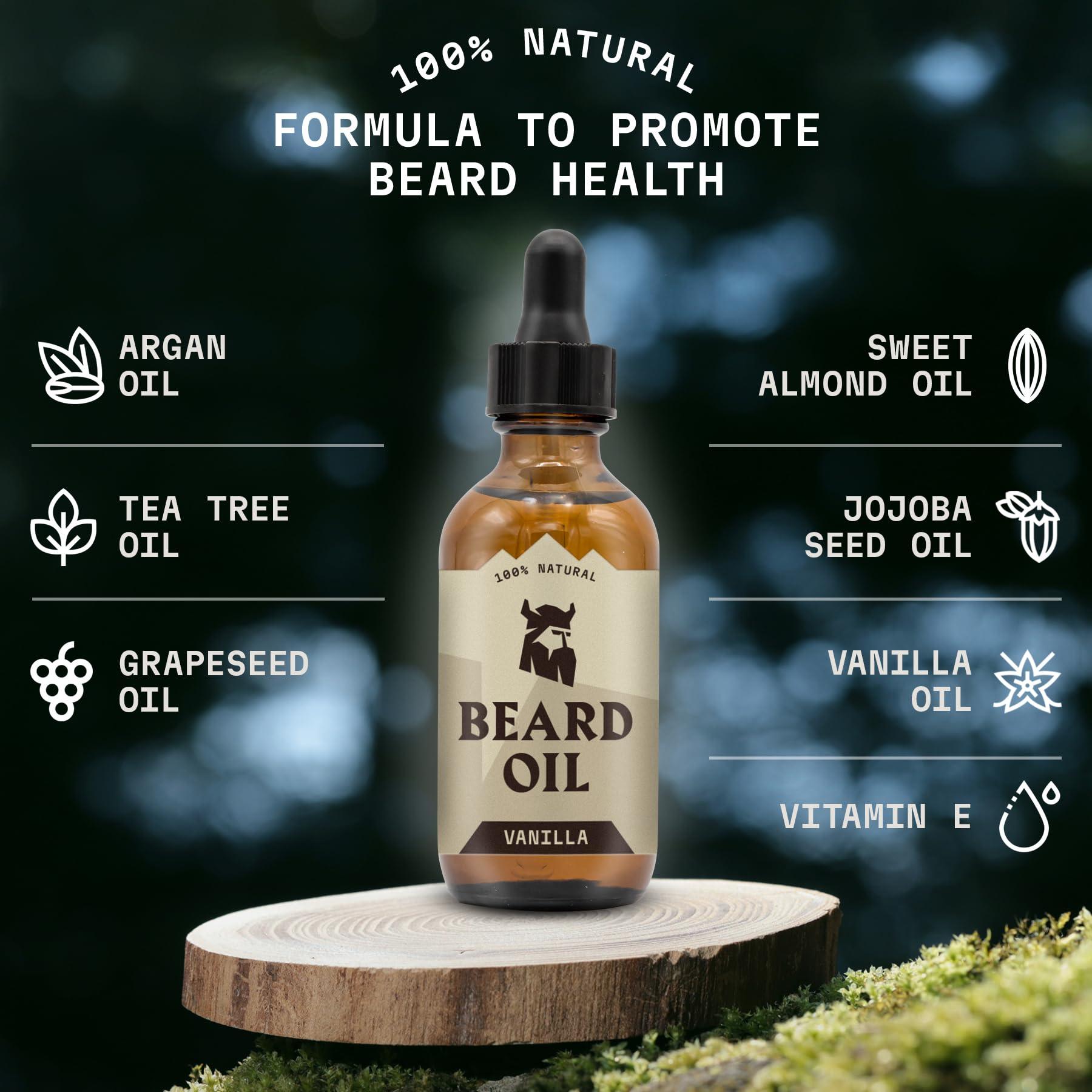 Striking Viking Striking Viking Beard Oil for Men, Vanilla (Large 2 oz)  Natural with Argan & Jojoba Oils  Softens, Smooths & Strengthens Beard Growth  (Pack of 2)