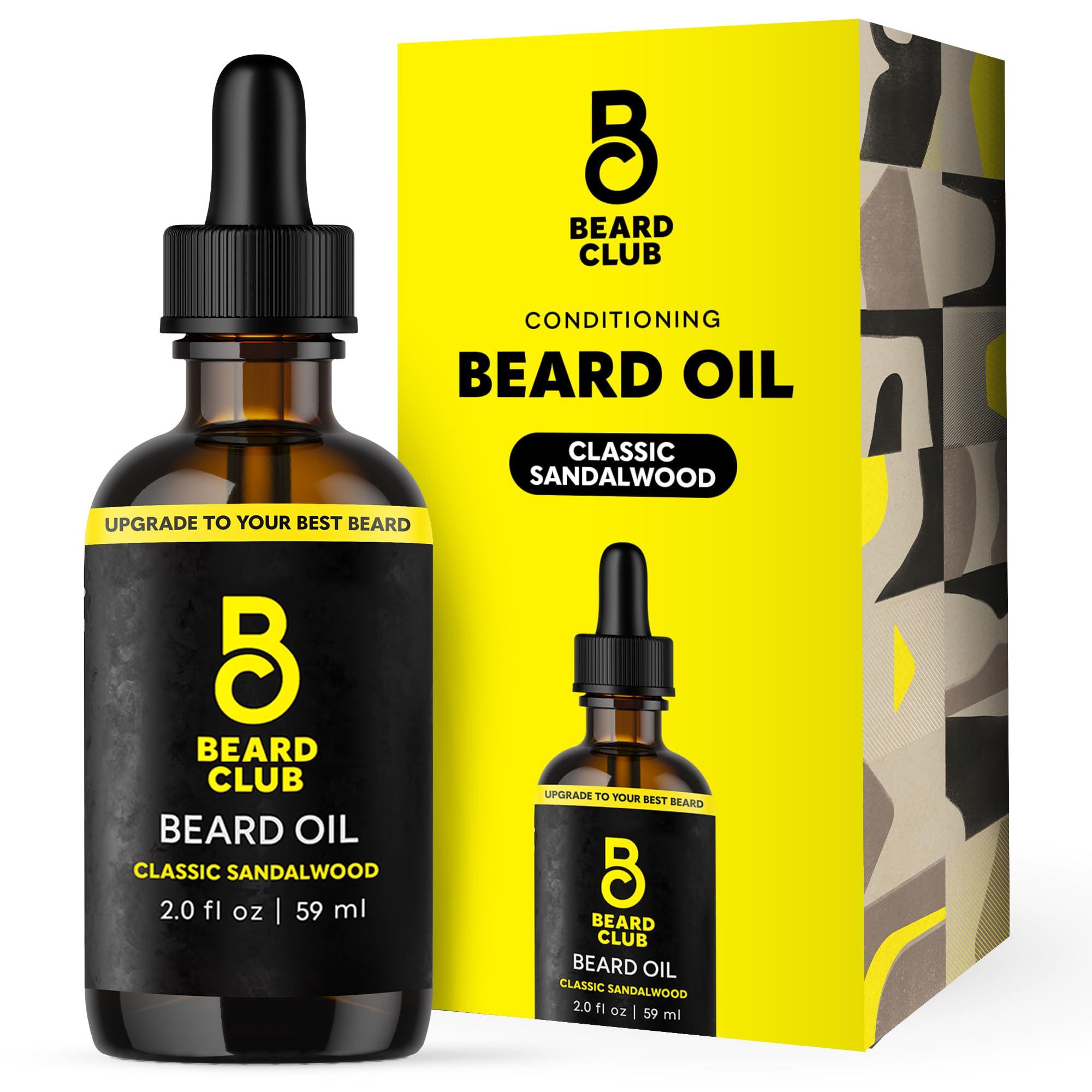 The Beard Club The Beard Club Beard Oil for Men - 2oz Classic Sandalwood Natural Beard Oil with Castor & Amber Oils - Beard & Mustache Conditioner - Hydrates, Softens & Soothes Dry Skin - Strengthens Hair Follicles