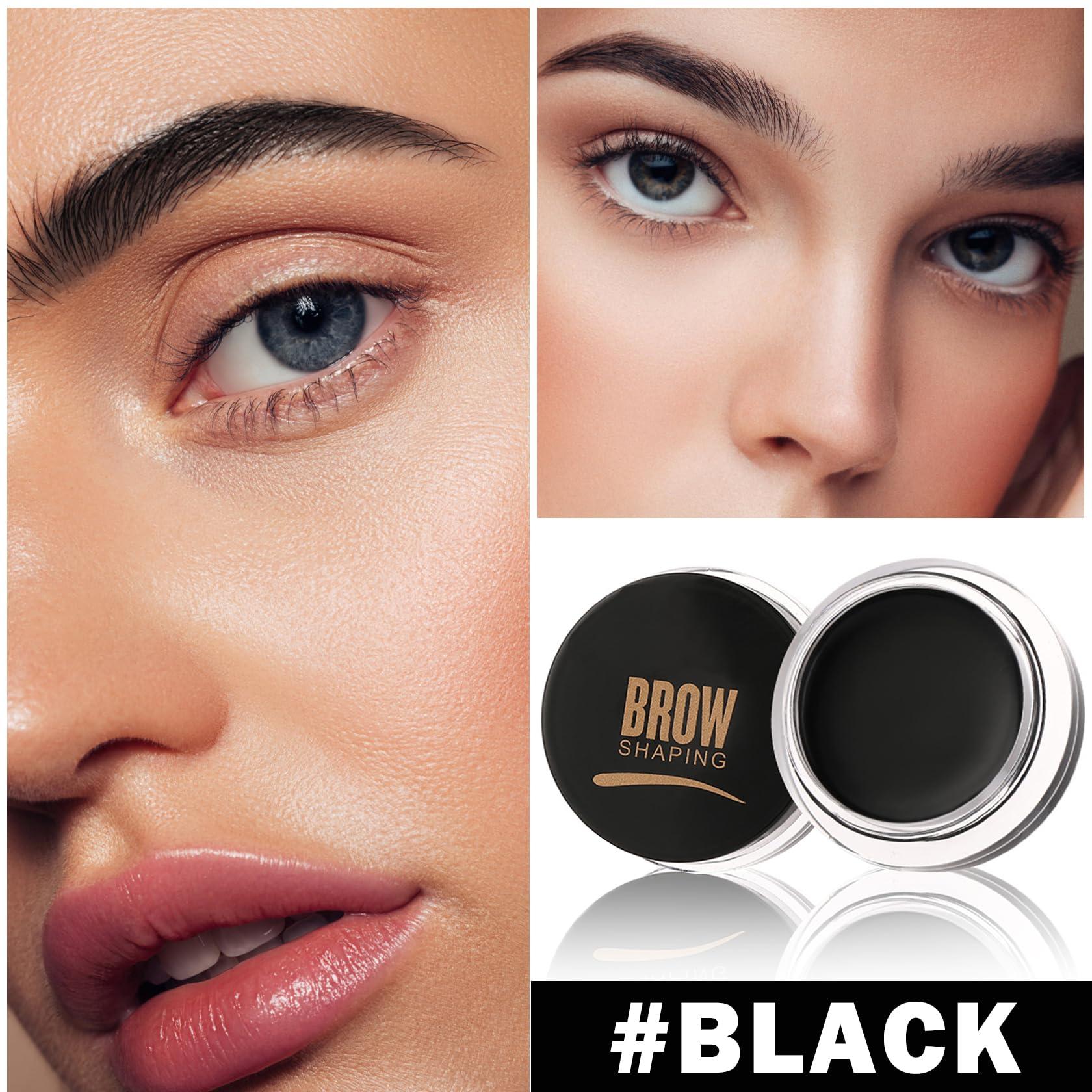 IONSGAKO Eyebrow Pomade Brow Gel Pomade,Long Lasting Waterproof and Enhancers Eyebrow Soft Smooth,Eyebrow Makeup Gel with Eyebrow Brush for Girls and Women-Black