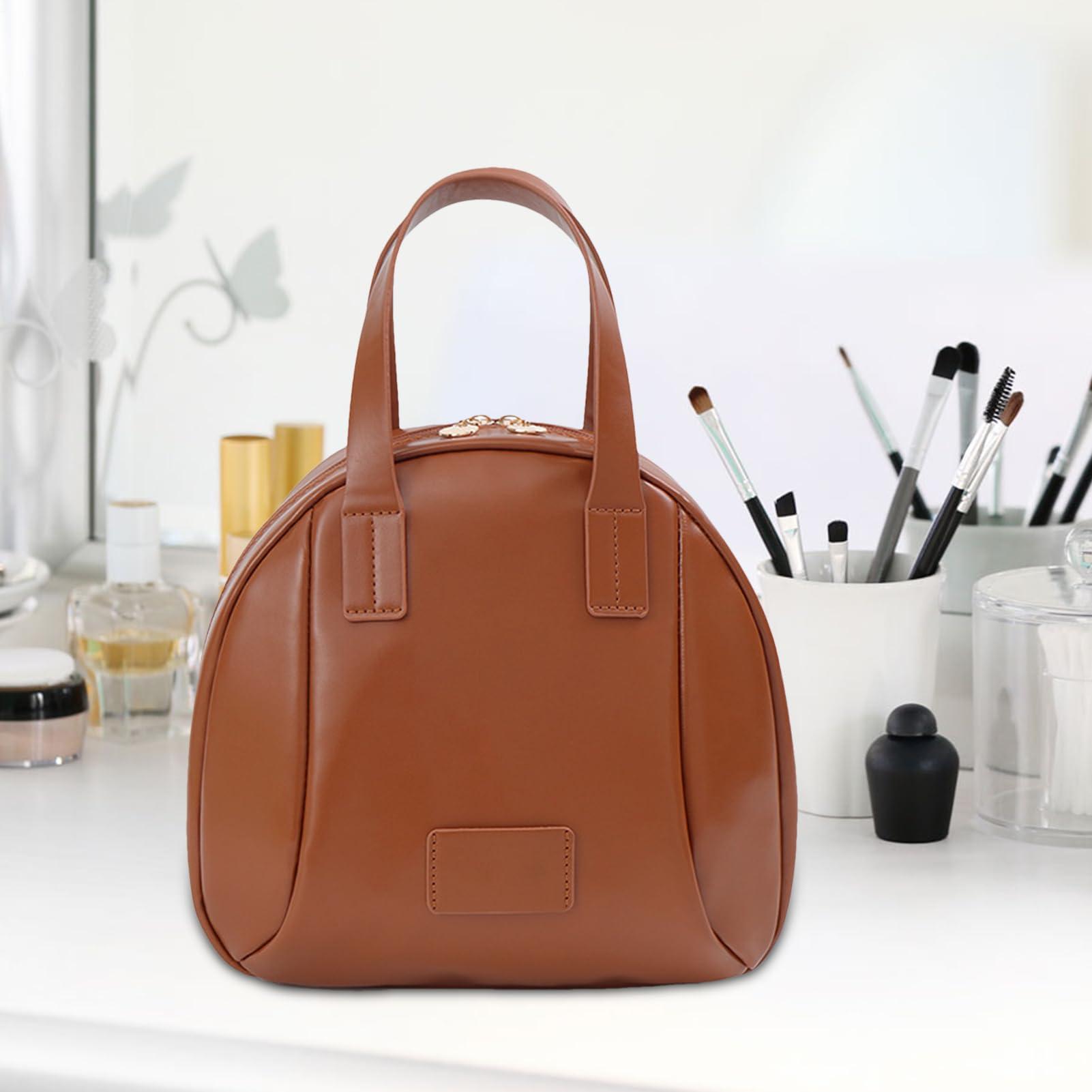 NinthAvenue Basics NinthAvenue Basics Travel Makeup Bag, Cosmetic Bags for Women and Girls, Portable toiletry bag, PU Leather Waterproof Cosmetic cosmetic travel bag, for Jewelry, Concealer, Lipstick(Brown), PN5WIOCNSN63VKKVSK