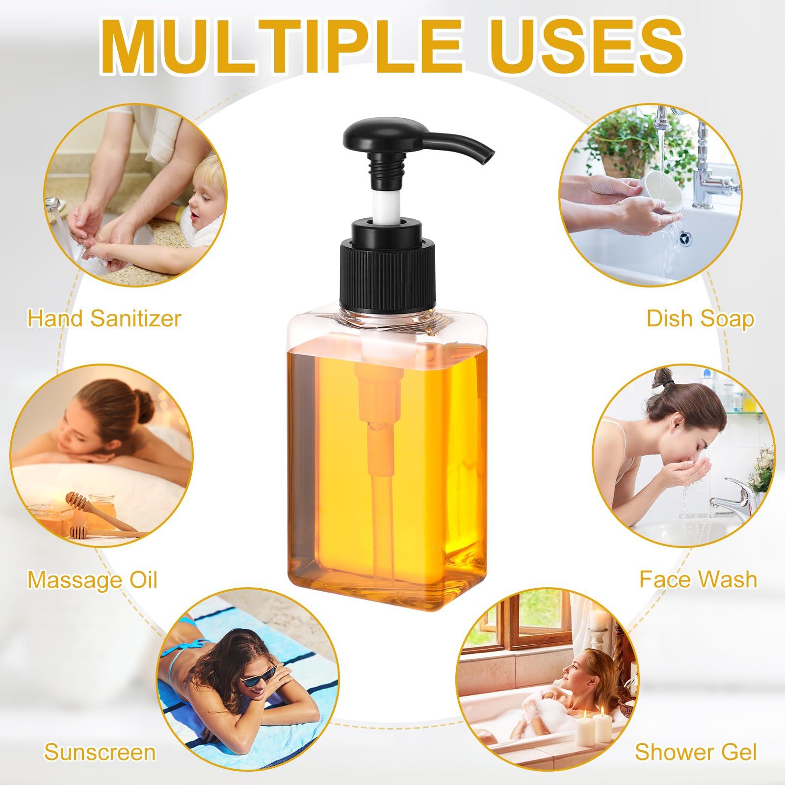 Domensi Domensi 100ml /3.4 oz Pump Bottle Mini Travel Bottles Small Dispenser Bottles Plastic Pump Lotion Dispenser Empty Bottle Square Dispenser Travel Size Containers Toiletries