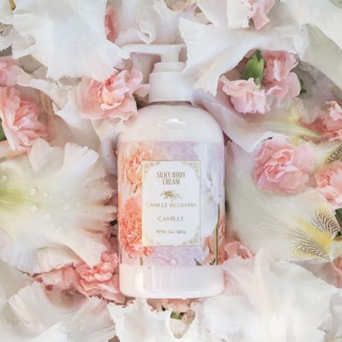 Camille Beckman Camille Beckman Camille Scented Silky Body Cream, Daily Moisturizer for All Skin Types, Non-Greasy Vegan Formula to Nourish and Soften Hands and Body, 13 Ounce