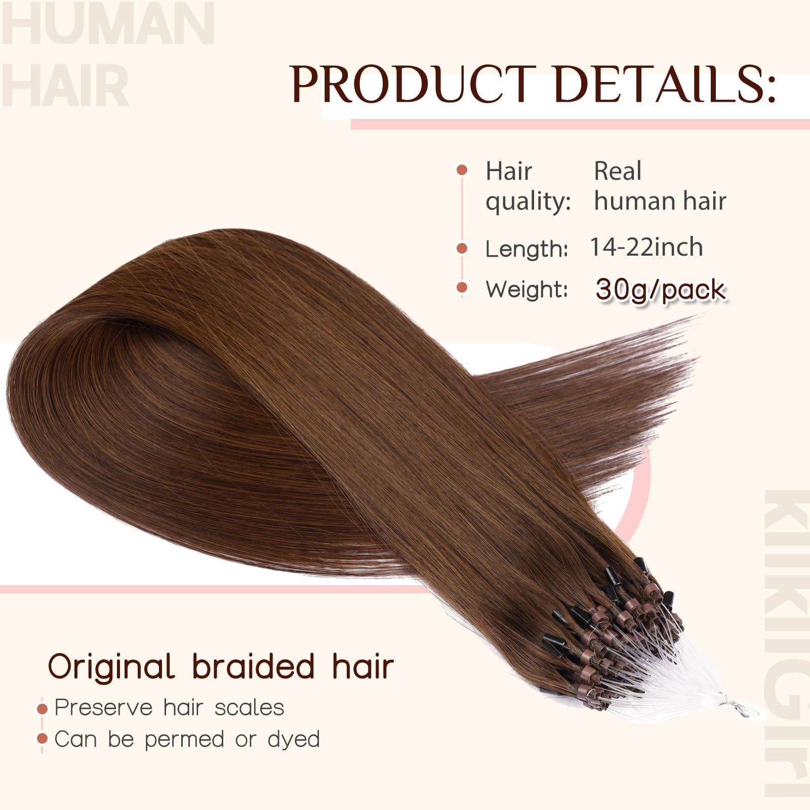 KiiKiiGirl KiiKiiGirl microlinks hair extensions human hair - 16inch micro link hair extensions human hair micro link extensions micro links hair extensions human hair #4 Chocolate Brown 30G/Pack