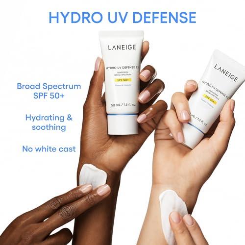 LANEIGE LANEIGE Hydro UV Defense Sunscreen Broad Spectrum SPF 50+: Korean Sunscreen, No White Cast, Dermatologically Tested, Hypoallergenic