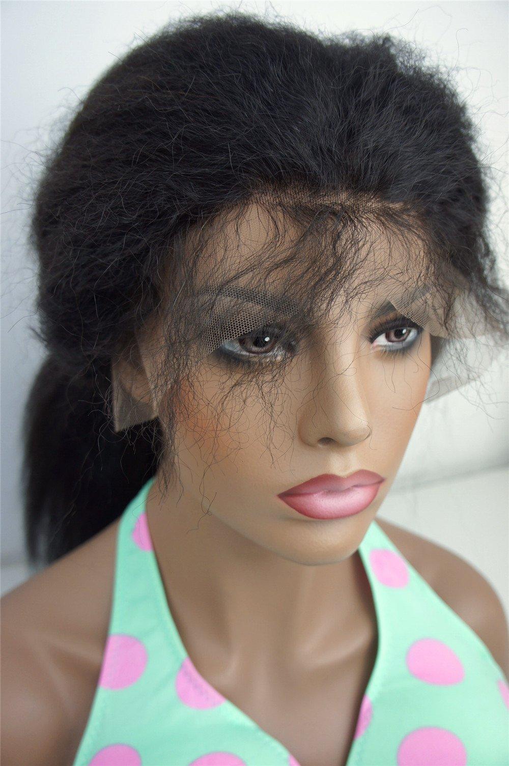 N.L.W. 360 Lace front wigs N.L.W. Italian Yaki 360 Lace Front Human Hair Wigs for Black Women Brazilian human Hair Glueless 360 Lace Wig with Baby Hair 16 inches