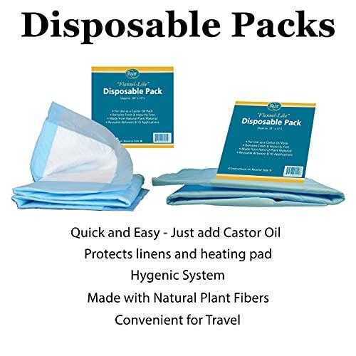 Baar Baar Castor Oil Packs Kit: Heating Pad with Auto Shut Off; Cold Pressed, Cold Processed, Hexane Free, Palma Christi Castor Oil; Reusable, Unbleached Wool Flannel Cloth; & Disposable Castor Oil Packs
