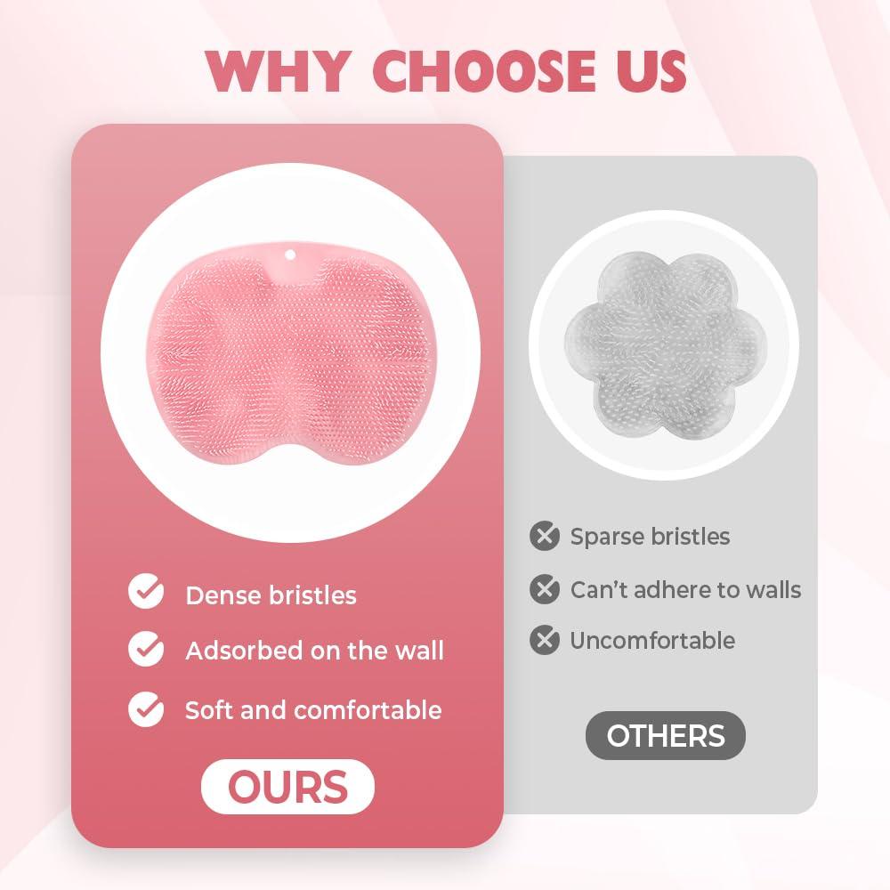 HCPBRS Shower Foot & Back Scrubber, Silicone Massage Pad Wall Mounted Back Scrubber, Shower Foot Massager Scrubber Bath Massage Cushion Brush with Suction Cups, Bathroom Wash Foot Scrubber Mat (Gray)