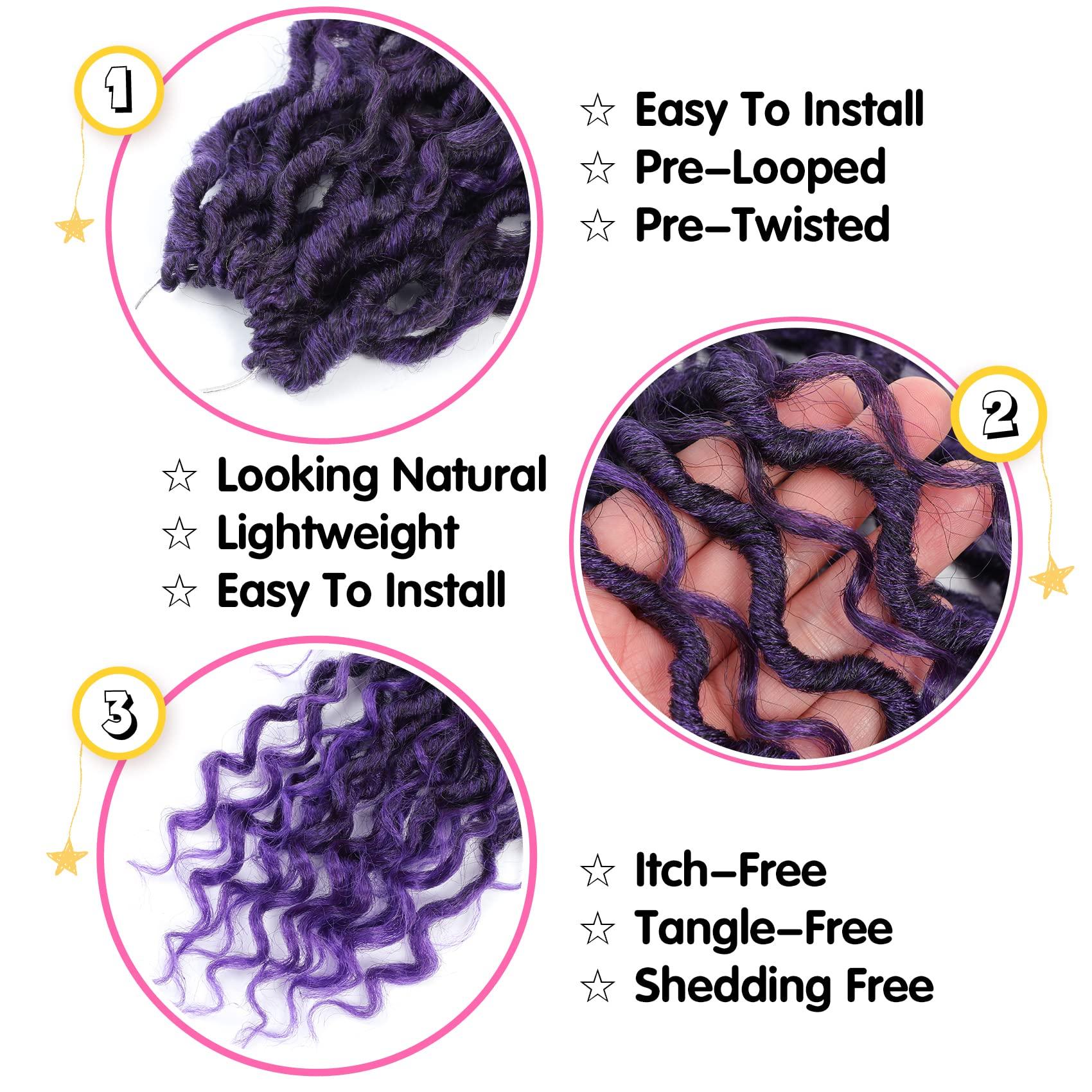 Fulcrum Fulcrum Goddess Locs Crochet Hair 12 Inch, 8 Packs New Faux Locs Crochet Hair for Black Women, Crochet locs with Curly Ends (12Inch (Pack of 8), 1B/Purple#)