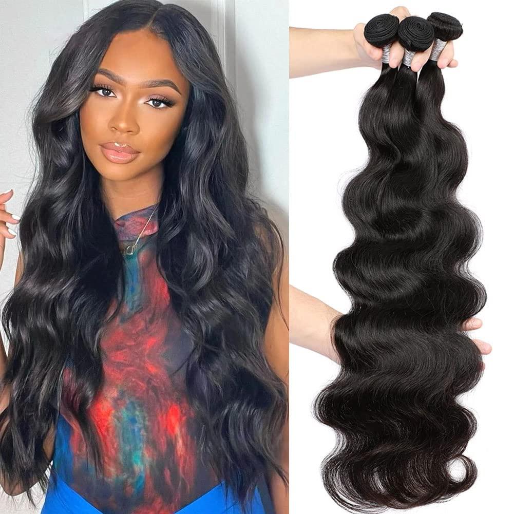 JARAMA 10A Brazilian Body Wave Bundles 18 20 22 Inch Human Hair Bundles 100% Unprocessed Virgin Hair Body Wave 3 Bundles Human Hair Weave Bundles Deals 1B Natural Black